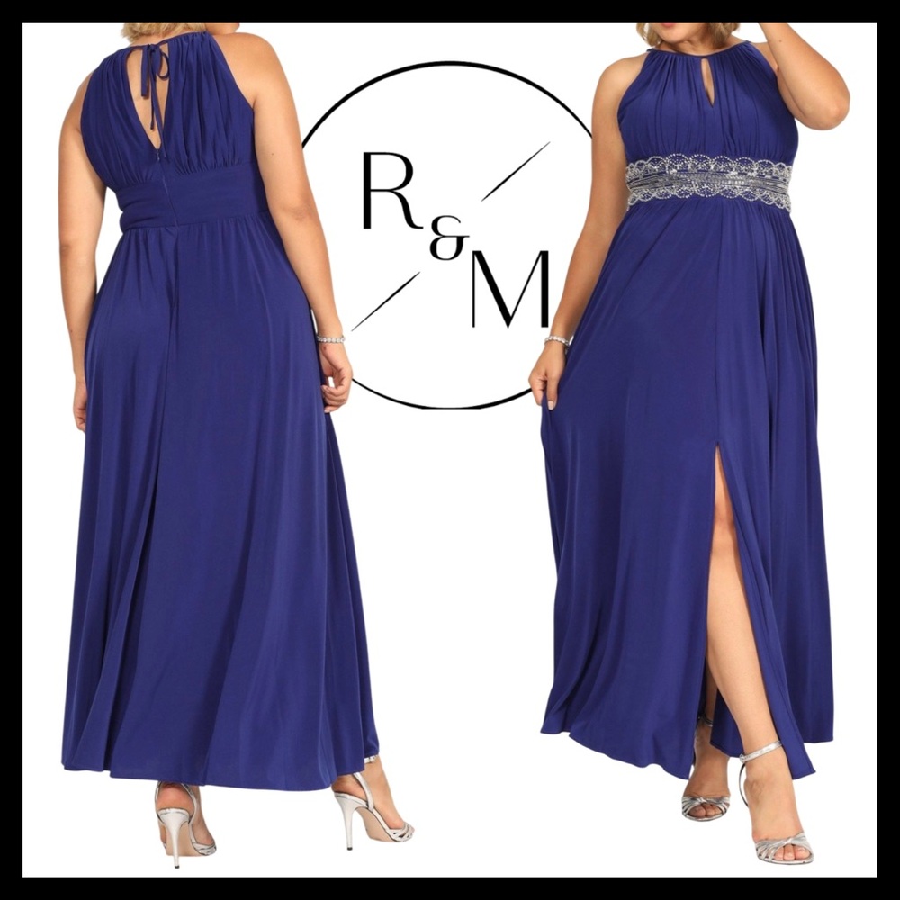 R&M Richards Women’s Halter Evening Formal Beaded Gown Dress Size (14)